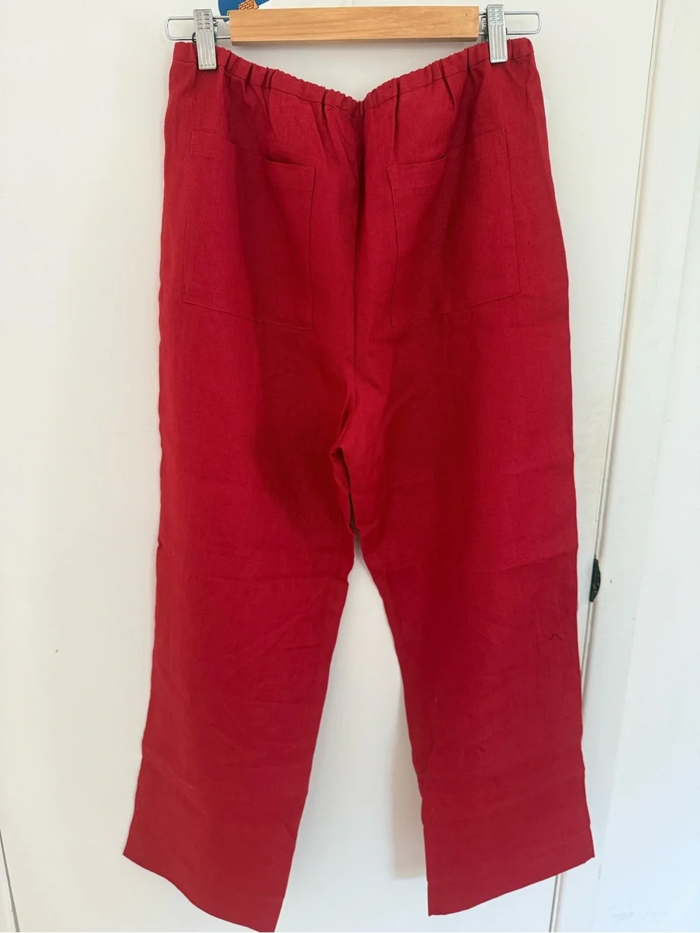 Reformation Red Remi Cropped Linen Pant